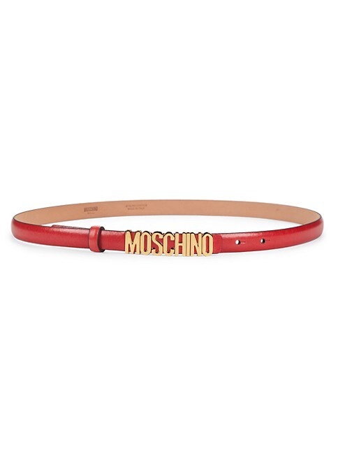 Moschino Slim Leather Belt Red