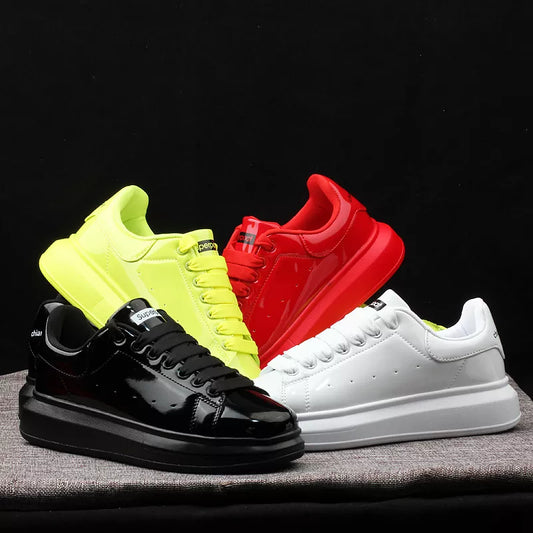 Sports Shoes Lady Round Toe Casual Female Sneakers Platform Patent Leather Autumn