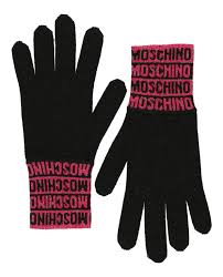 Moschino Logo Gloves Black/Pink